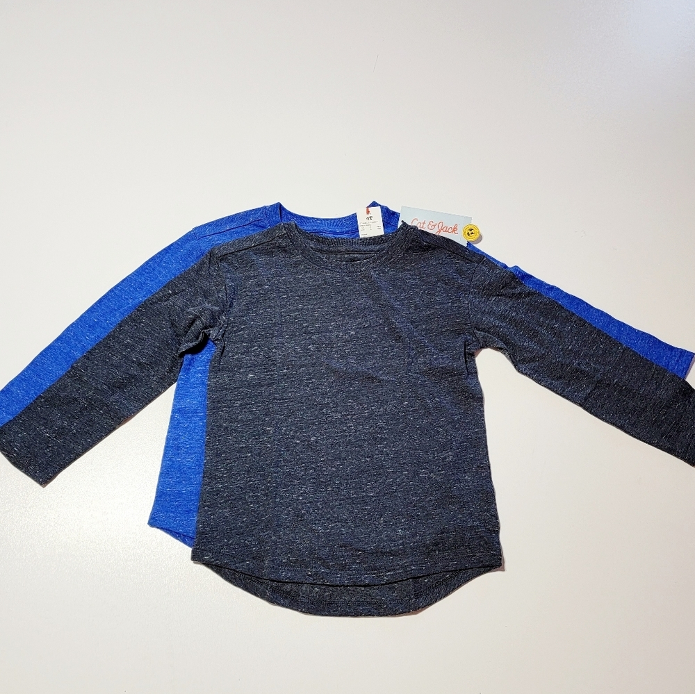 Cat and jack 2 pack blue and charcoal sleeve shirts